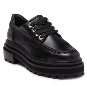 SCHUTZ Bethie Lug Sole Leather Derby Black size 5.5